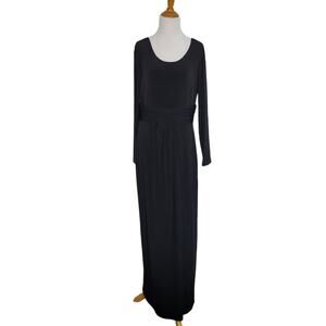 NEW Calvin Klein Black Maxi Dress Evening Stretch Jersey Long Sleeve Women 10